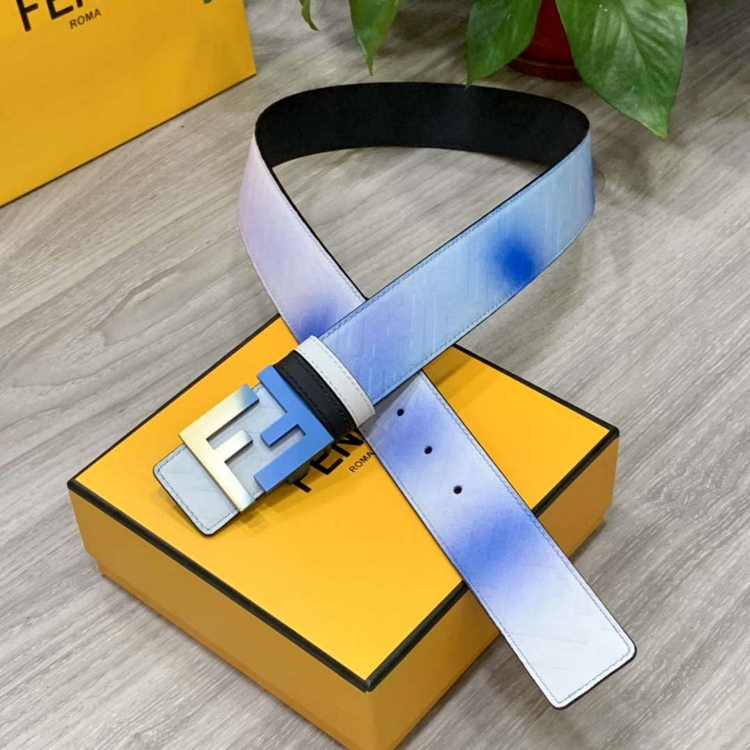 Fendi 7C0424 Belts Designer Calfskin wide 4.0CM F090115 - Yellow & Blue / 80--(95CM£© - View 1