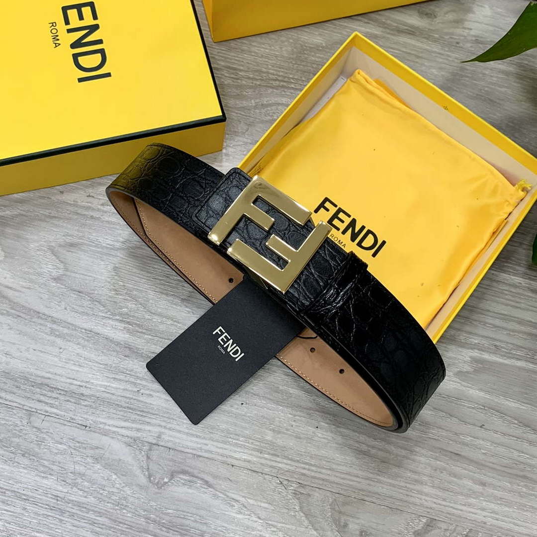 Fendi 7C0424 Belts Designer Calfskin wide 4.0CM F090120 - Gold / 80--(95CM£© - View 1