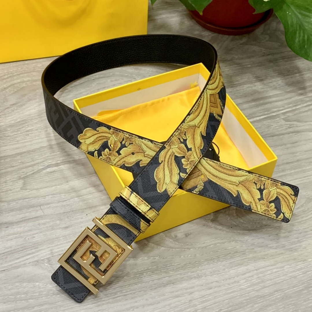 Fendi 7C0424 Belts Designer Calfskin wide 4.0CM F090123 - 1.Silver / 80--(95CM£© - View 1