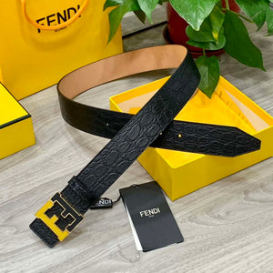 Fendi 7C0424 Belts Designer Calfskin wide 4.0CM F090126 - 1.Gold &Black Yellow / 80--(95CM£© - View 1