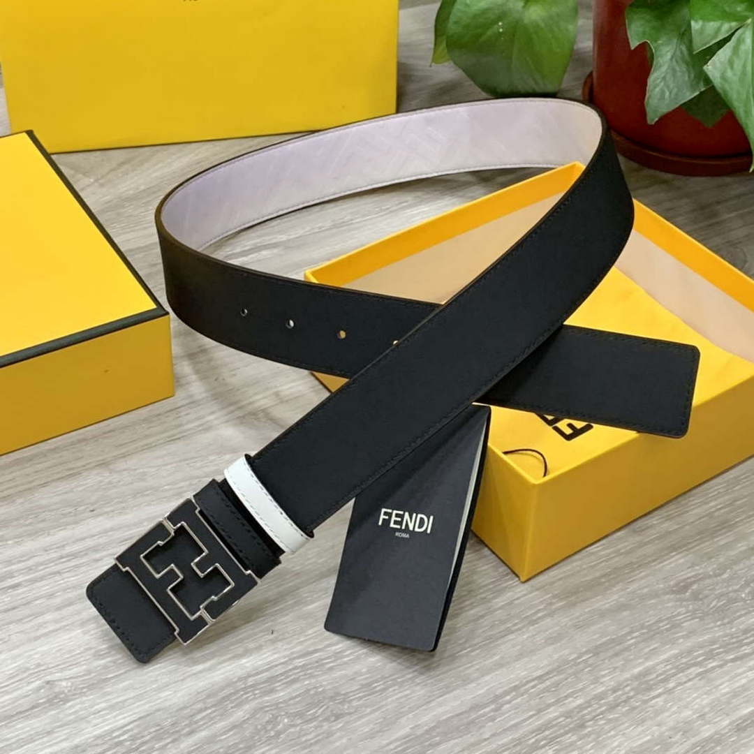 Fendi 7C0424 Belts Designer Calfskin wide 4.0CM F090129 - 1.Gold &Black / 80--(95CM£© - View 1