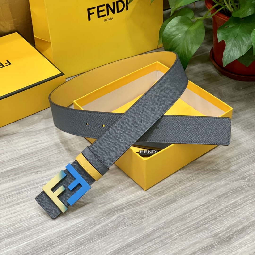 Fendi 7C0424 Belts Designer Calfskin wide 4.0CM F090131 - 1.Blue / 80--(95CM£© - View 1