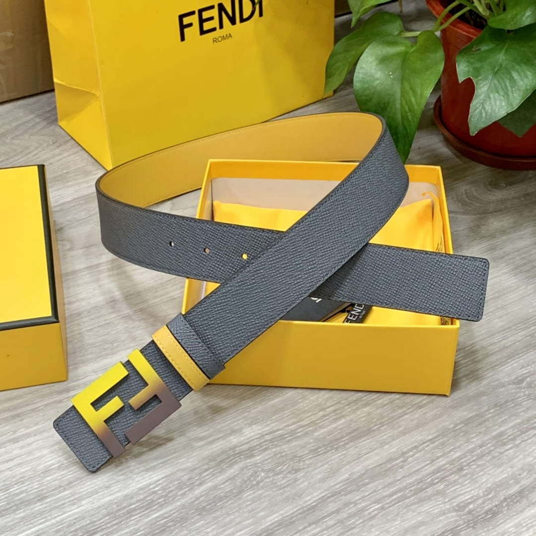 Fendi 7C0424 Belts Designer Calfskin wide 4.0CM F090131 - 1.Blue / 80--(95CM£© - View 4