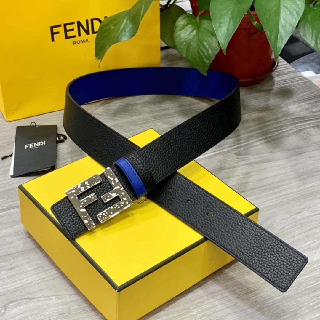 Fendi 7C0424 Belts Designer Calfskin wide 4.0CM F090132 - 1.Gold Black / 80--(95CM£© - View 1