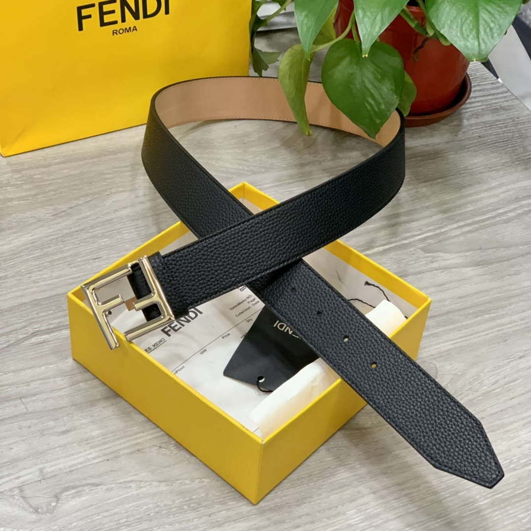 Fendi 7C0424 Belts Designer Calfskin wide 4.0CM F090133 - 1.Gold &Brown / 80--(95CM£© - View 1