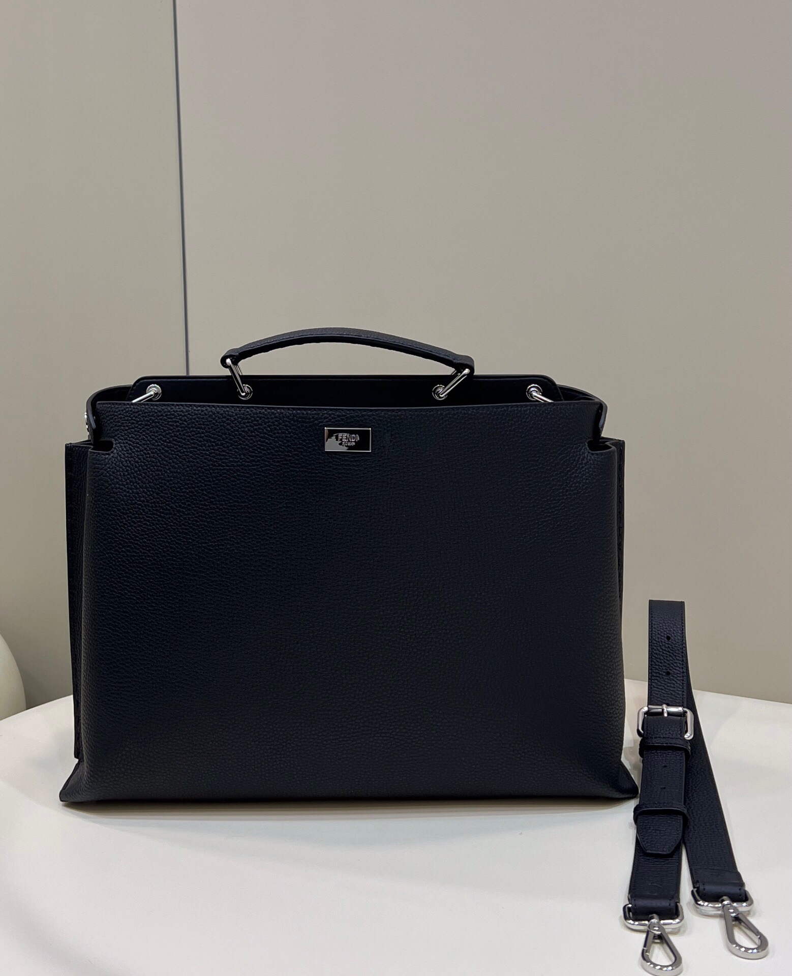 Fendi 7VA529 Peekaboo ISeeU Medium Black Leather Bag - Default Title - View 1