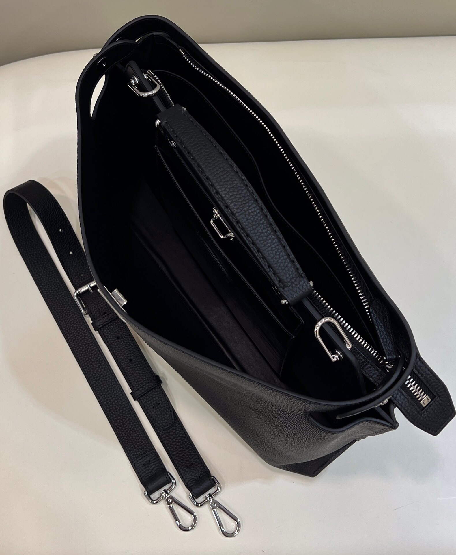 Fendi 7VA529 Peekaboo ISeeU Medium Black Leather Bag - Default Title - View 9