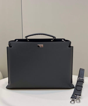 Fendi 7VA529 Peekaboo ISeeU Medium Gray Leather Bag - Default Title - View 1