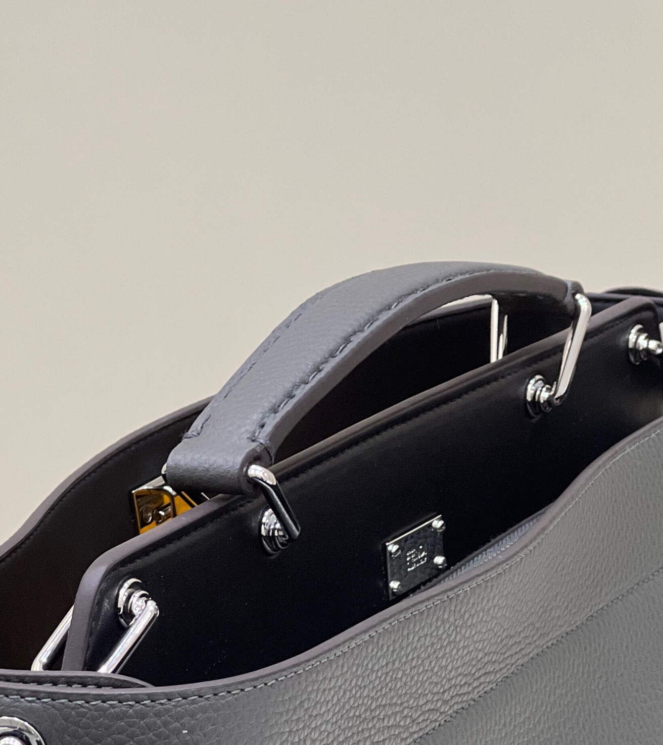 Fendi 7VA529 Peekaboo ISeeU Medium Gray Leather Bag - Default Title - View 6