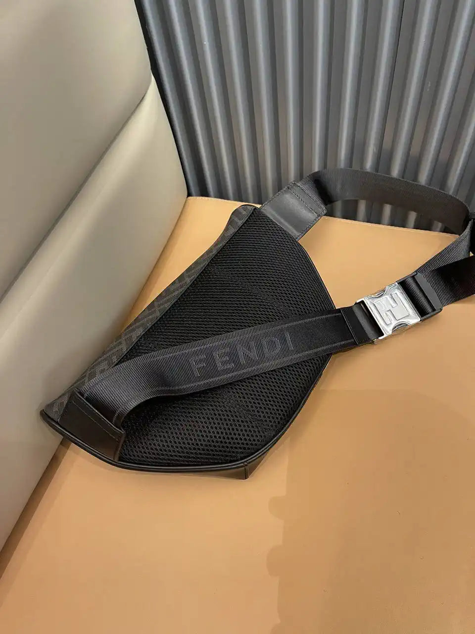 Fendi  7VA562 Belt Bag Black FF fabric belt bag