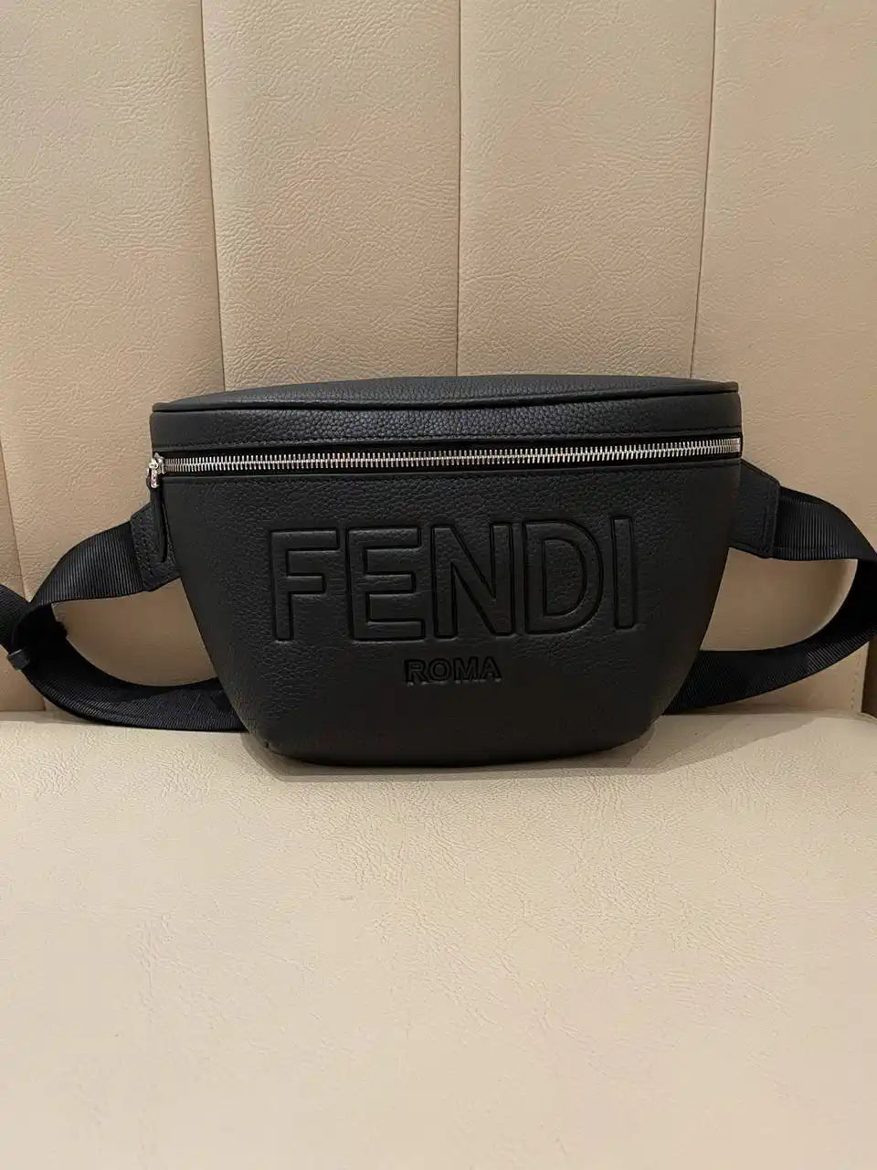 Fendi  7VA562 Belt Bag Black FF Leather belt bag
