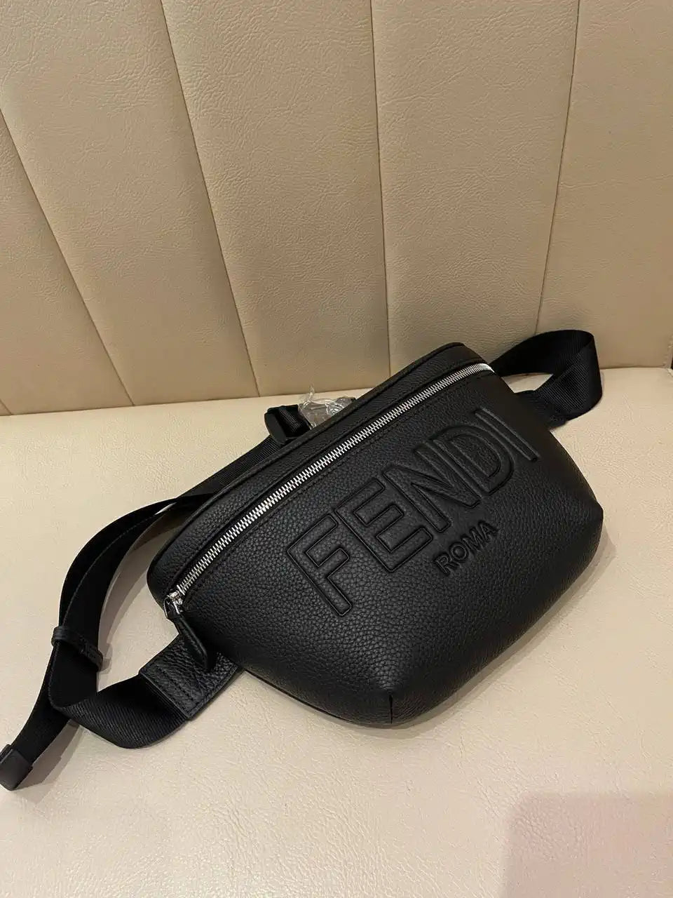 Fendi  7VA562 Belt Bag Black FF Leather belt bag
