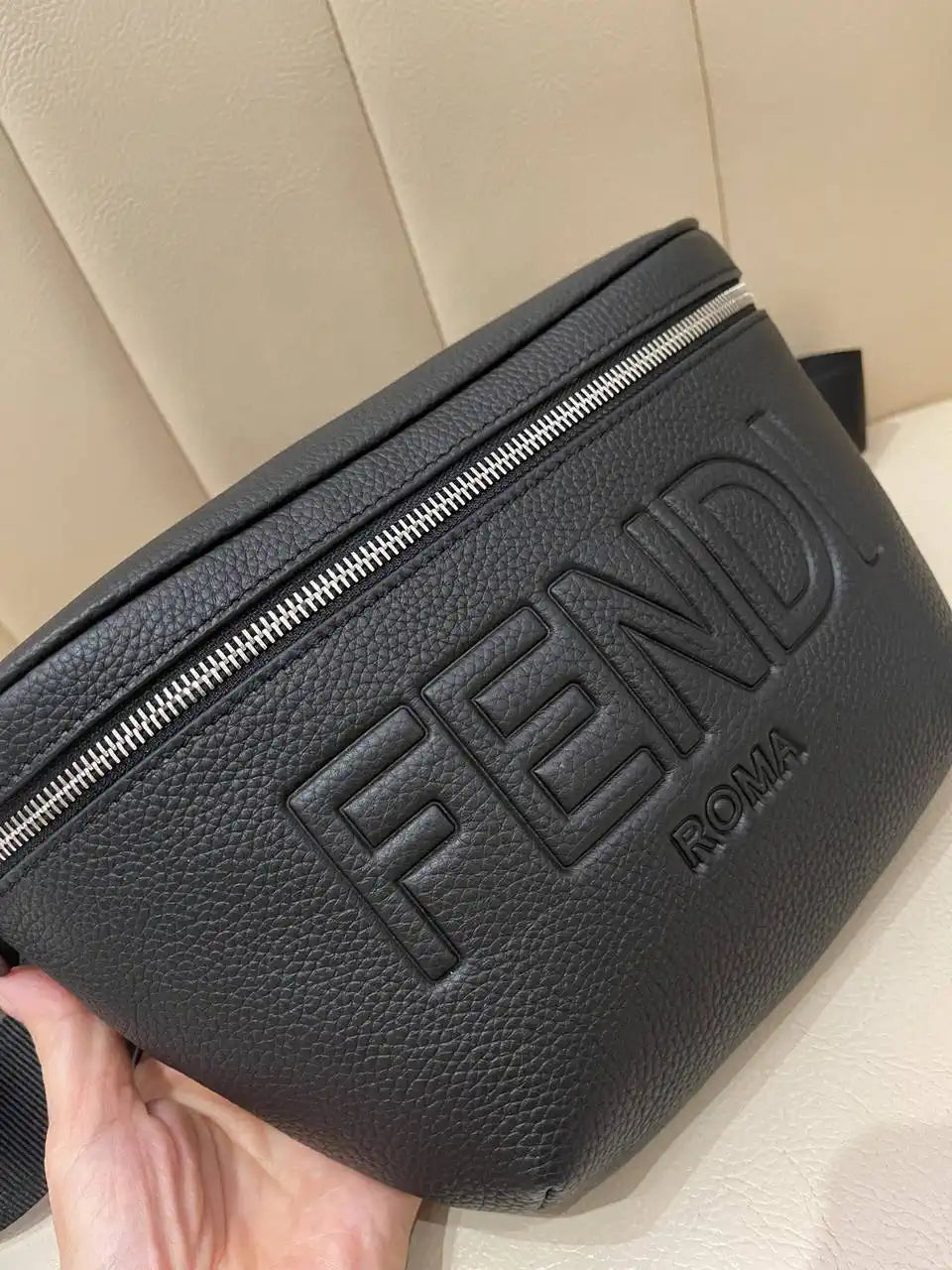 Fendi  7VA562 Belt Bag Black FF Leather belt bag