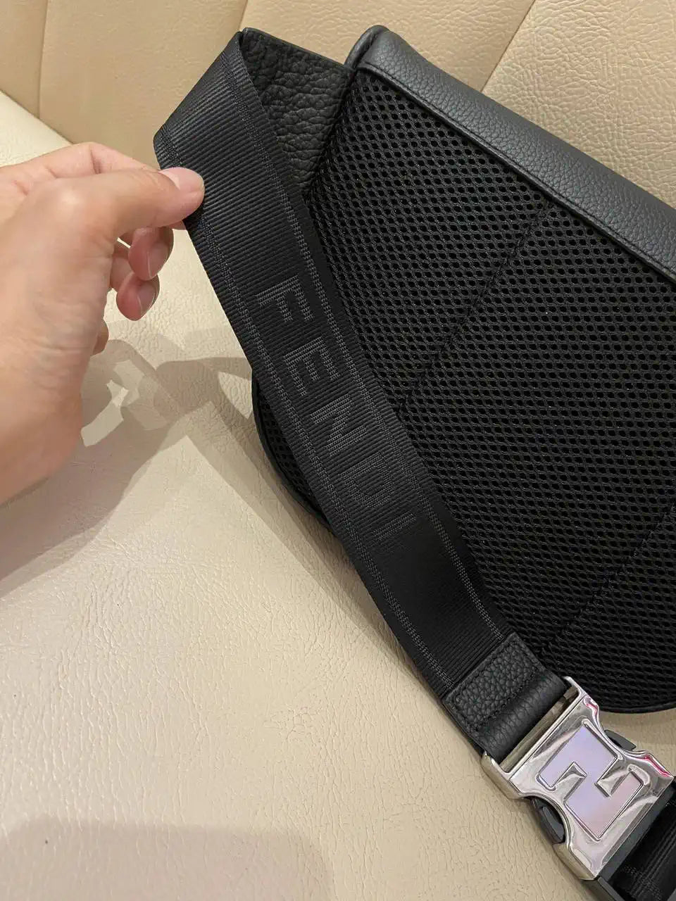 Fendi  7VA562 Belt Bag Black FF Leather belt bag