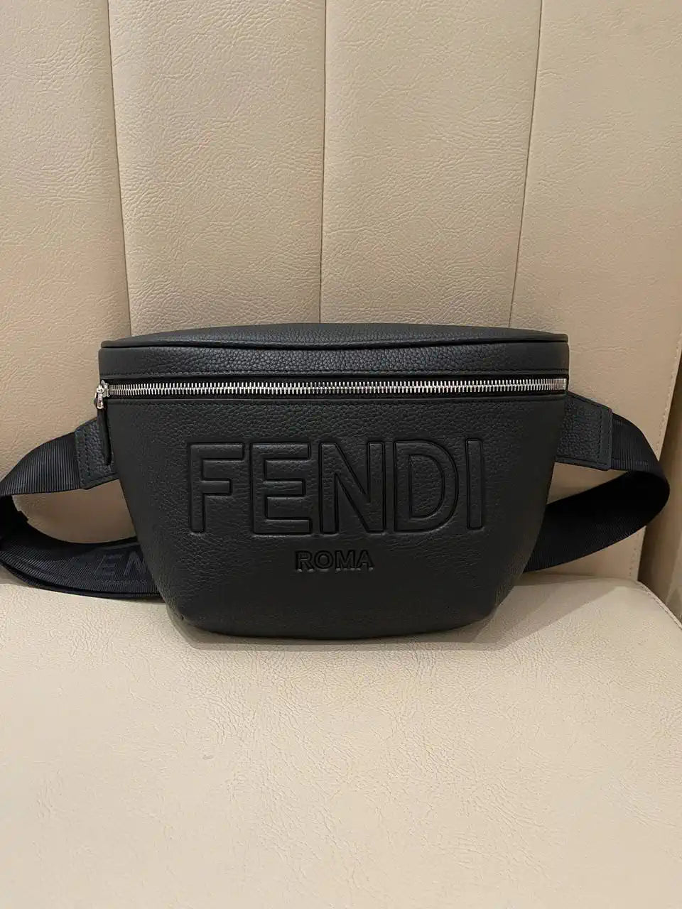 Fendi  7VA562 Belt Bag Black FF Leather belt bag