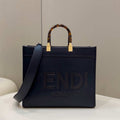 Fendi 8266S Sunshine Medium Bag 8BH386 Black leather shopper - Default Title - View 1