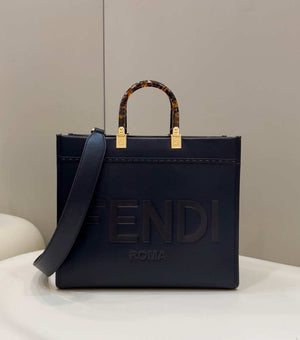 Fendi 8266S Sunshine Medium Bag 8BH386 Black leather shopper - Default Title - View 1