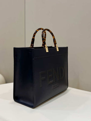 Fendi 8266S Sunshine Medium Bag 8BH386 Black leather shopper - Default Title - View 3