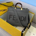 Fendi 8BH386 Sunshine Medium Bag 8266S Dark Grey leather shopper - Default Title - View 1
