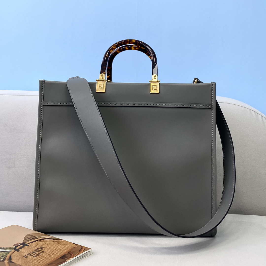 Fendi 8BH386 Sunshine Medium Bag 8266S Dark Grey leather shopper - Default Title - View 3