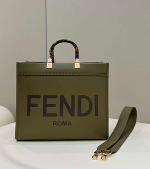 Fendi 8BH386 Sunshine Medium Bag 8266S Green leather shopper - Default Title - View 1