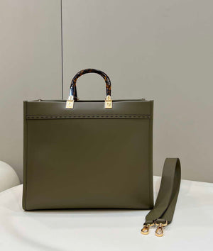 Fendi 8BH386 Sunshine Medium Bag 8266S Green leather shopper - Default Title - View 3