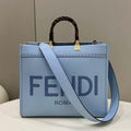 Fendi 8266S Sunshine Medium Bag 8BH386 Light blue leather shopper - Default Title - View 1