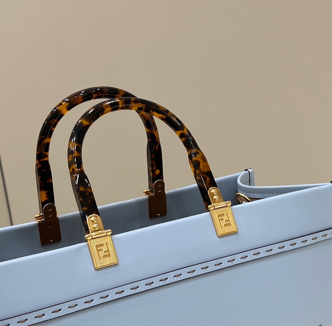 Fendi 8266S Sunshine Medium Bag 8BH386 Light blue leather shopper - Default Title - View 4