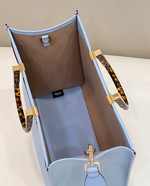 Fendi 8266S Sunshine Medium Bag 8BH386 Light blue leather shopper - Default Title - View 9