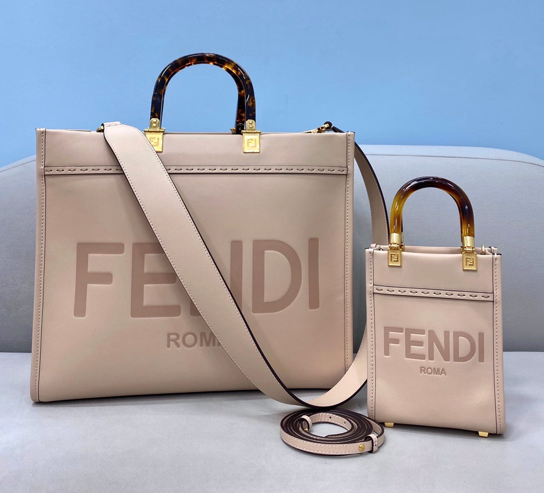 Fendi 8266S Sunshine Medium Bag 8BH386 Pink leather shopper - Default Title - View 1