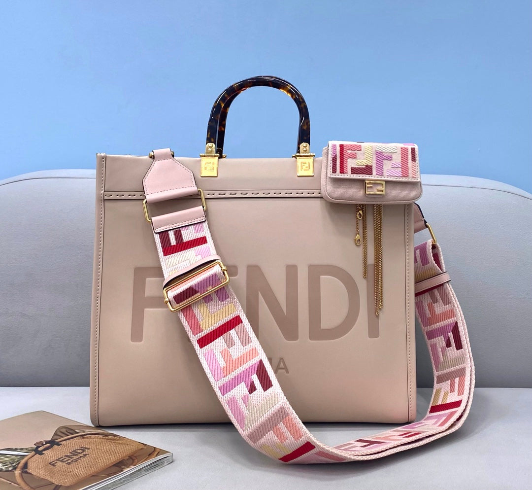 Fendi 8266S Sunshine Medium Bag 8BH386 Pink leather shopper - Default Title - View 9