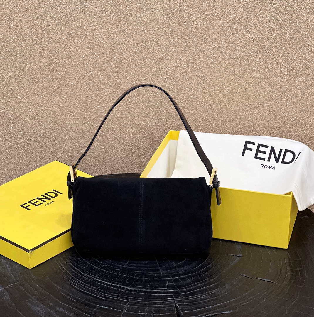 Fendi 8339 Baguette Middle Age Solid Color Series Underarm Bag Black - Default Title - View 2