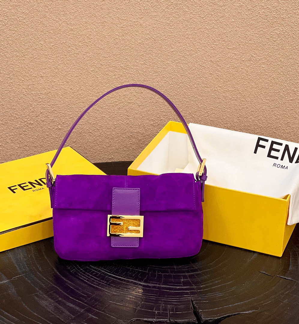 Fendi 8339 Baguette Middle Age Solid Color Series Underarm Bag Purple - Default Title - View 1