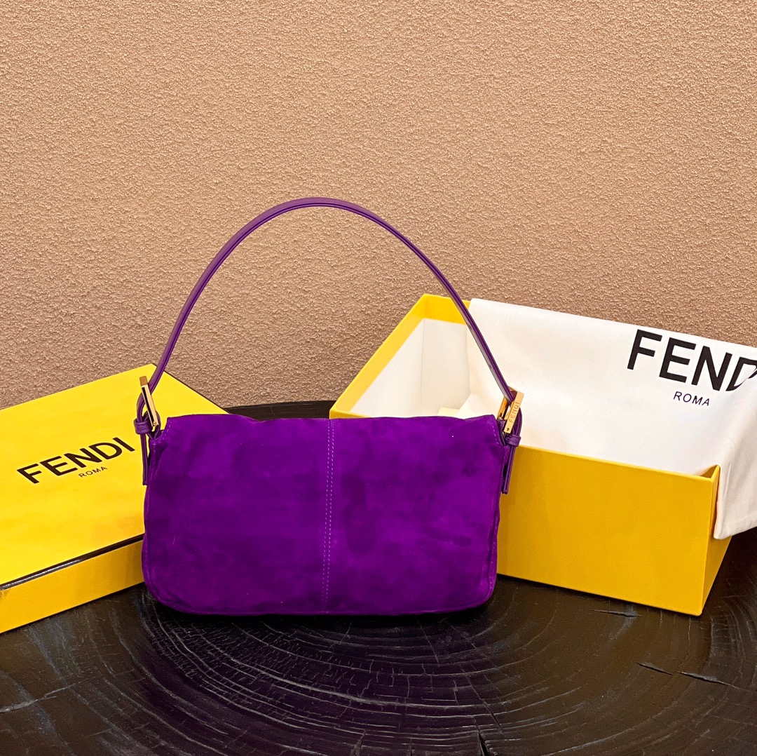 Fendi 8339 Baguette Middle Age Solid Color Series Underarm Bag Purple - Default Title - View 2