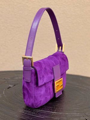 Fendi 8339 Baguette Middle Age Solid Color Series Underarm Bag Purple - Default Title - View 3