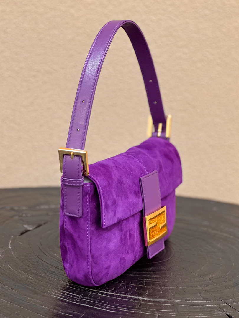 Fendi 8339 Baguette Middle Age Solid Color Series Underarm Bag Purple - Default Title - View 3