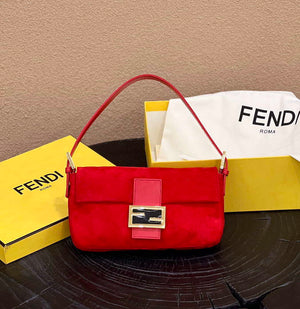 Fendi 8339 Baguette Middle Age Solid Color Series Underarm Bag Red - Default Title - View 1