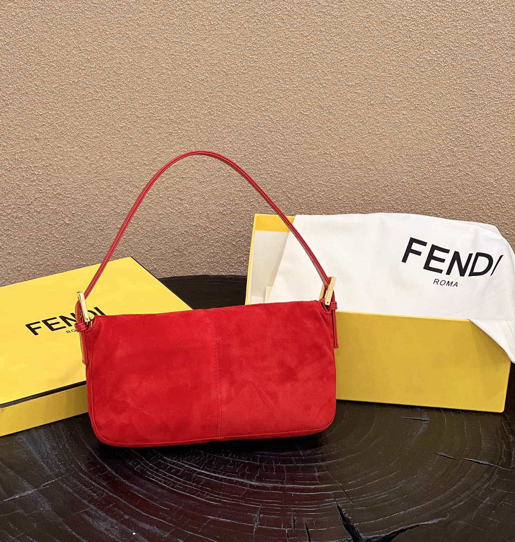 Fendi 8339 Baguette Middle Age Solid Color Series Underarm Bag Red - Default Title - View 2