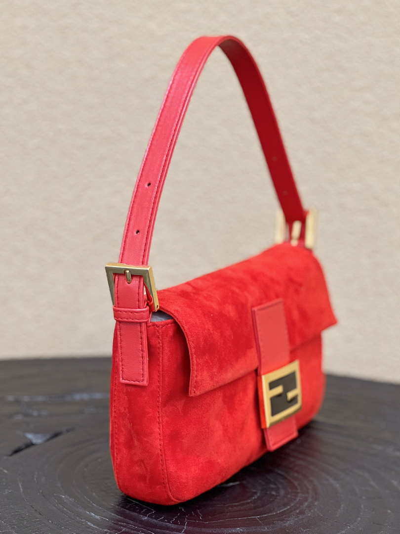Fendi 8339 Baguette Middle Age Solid Color Series Underarm Bag Red - Default Title - View 3