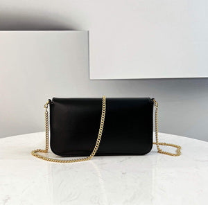 Fendi 8521 Baguette Chain Midi Shoulder Bag Black - Default Title - View 3