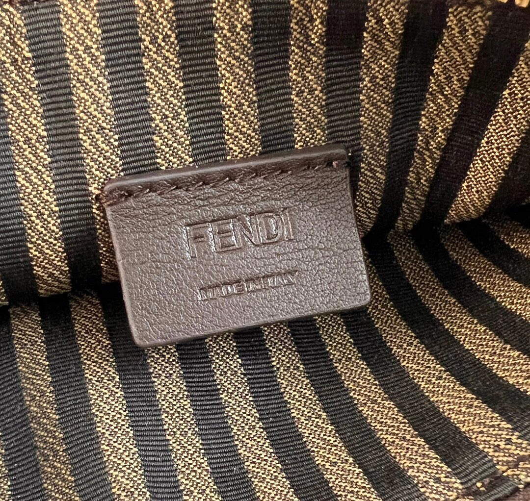 Fendi 8521 Baguette Chain Midi Shoulder Bag Black