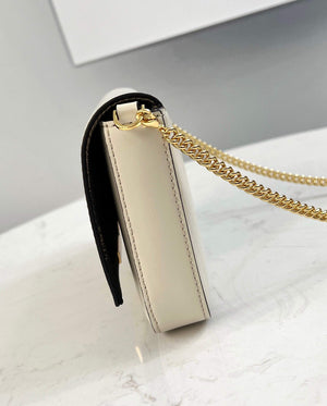 Fendi 8521 Baguette Chain Midi Shoulder Bag White - Default Title - View 4