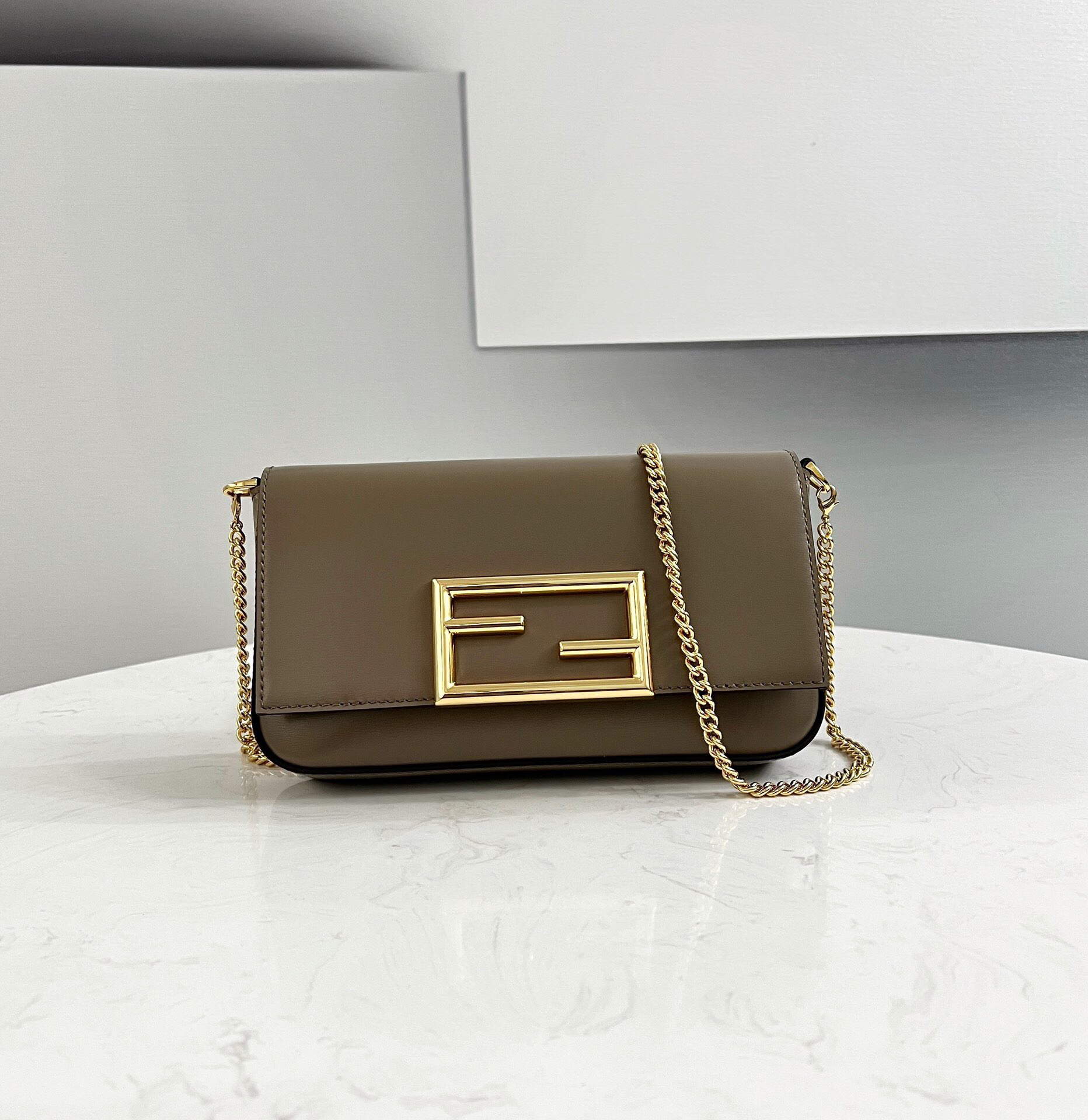 Fendi 8521 Baguette Chain Midi Shoulder Bag Gray - Default Title - View 2