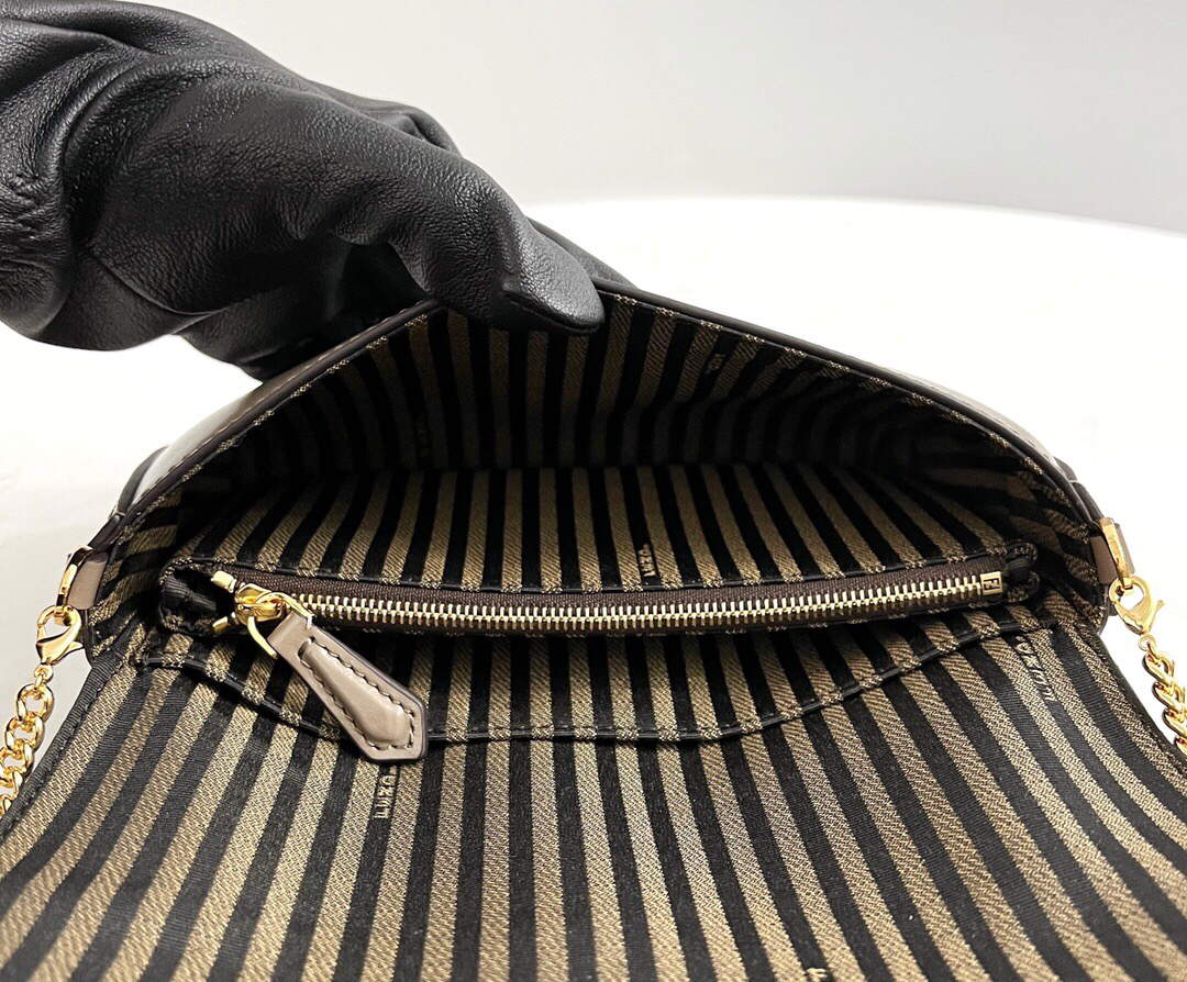 Fendi 8521 Baguette Chain Midi Shoulder Bag Gray - Default Title - View 8