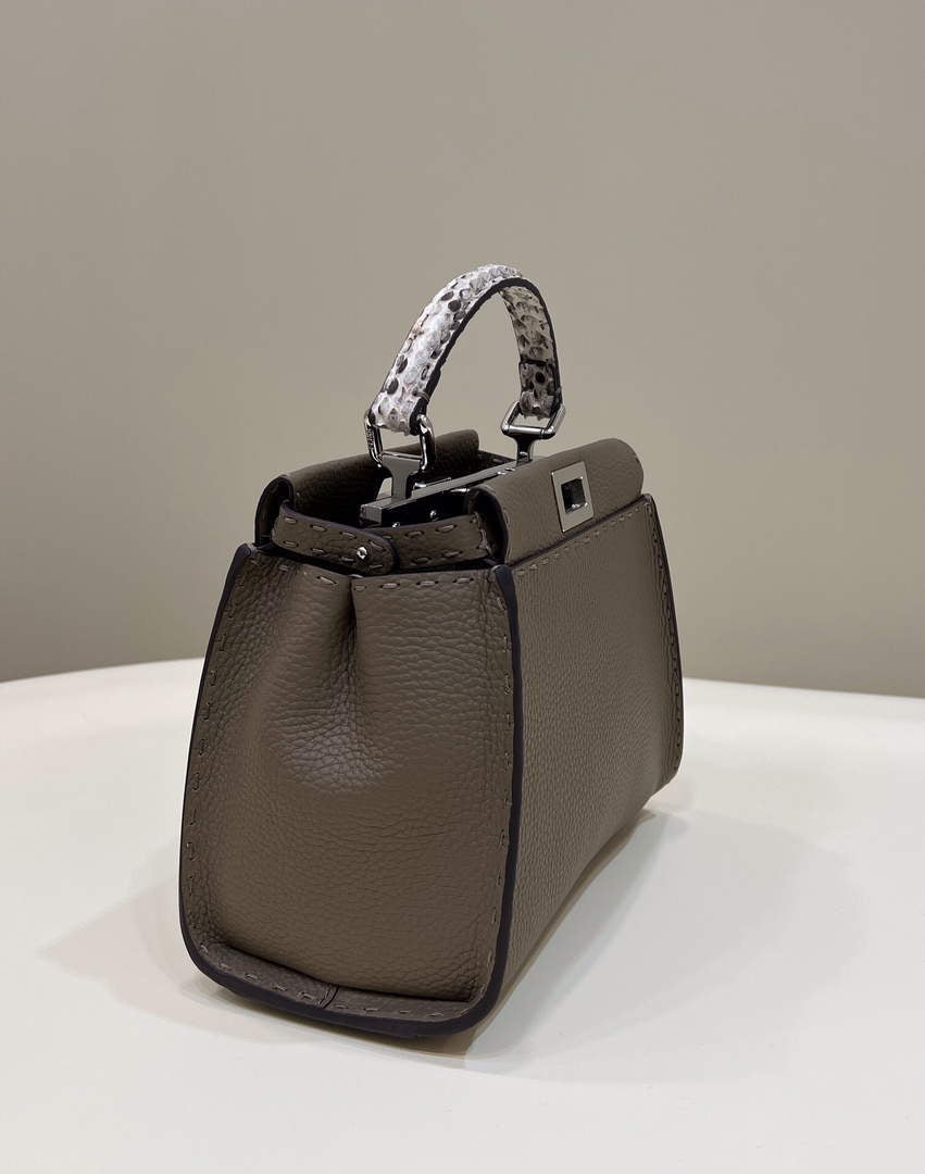 Fendi 8551 Peekaboo Mini Leather Bag Gray - Default Title - View 2