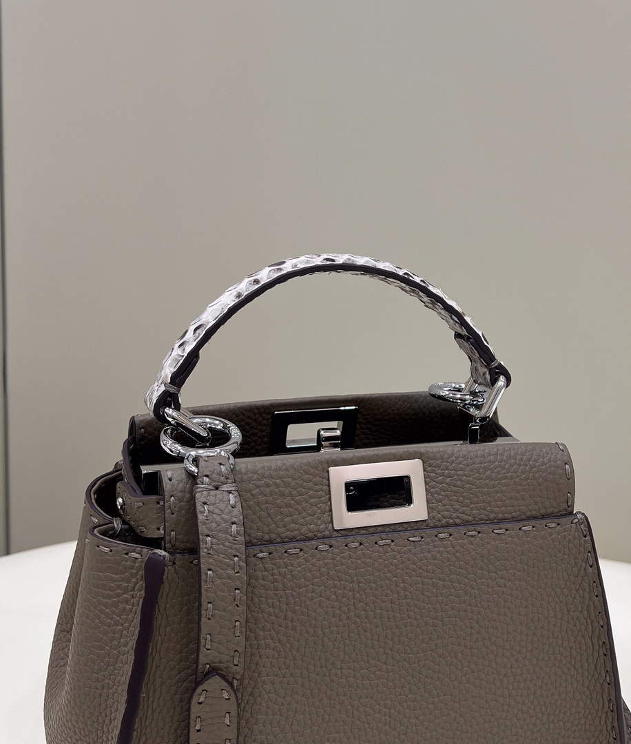 Fendi 8551 Peekaboo Mini Leather Bag Gray - Default Title - View 4