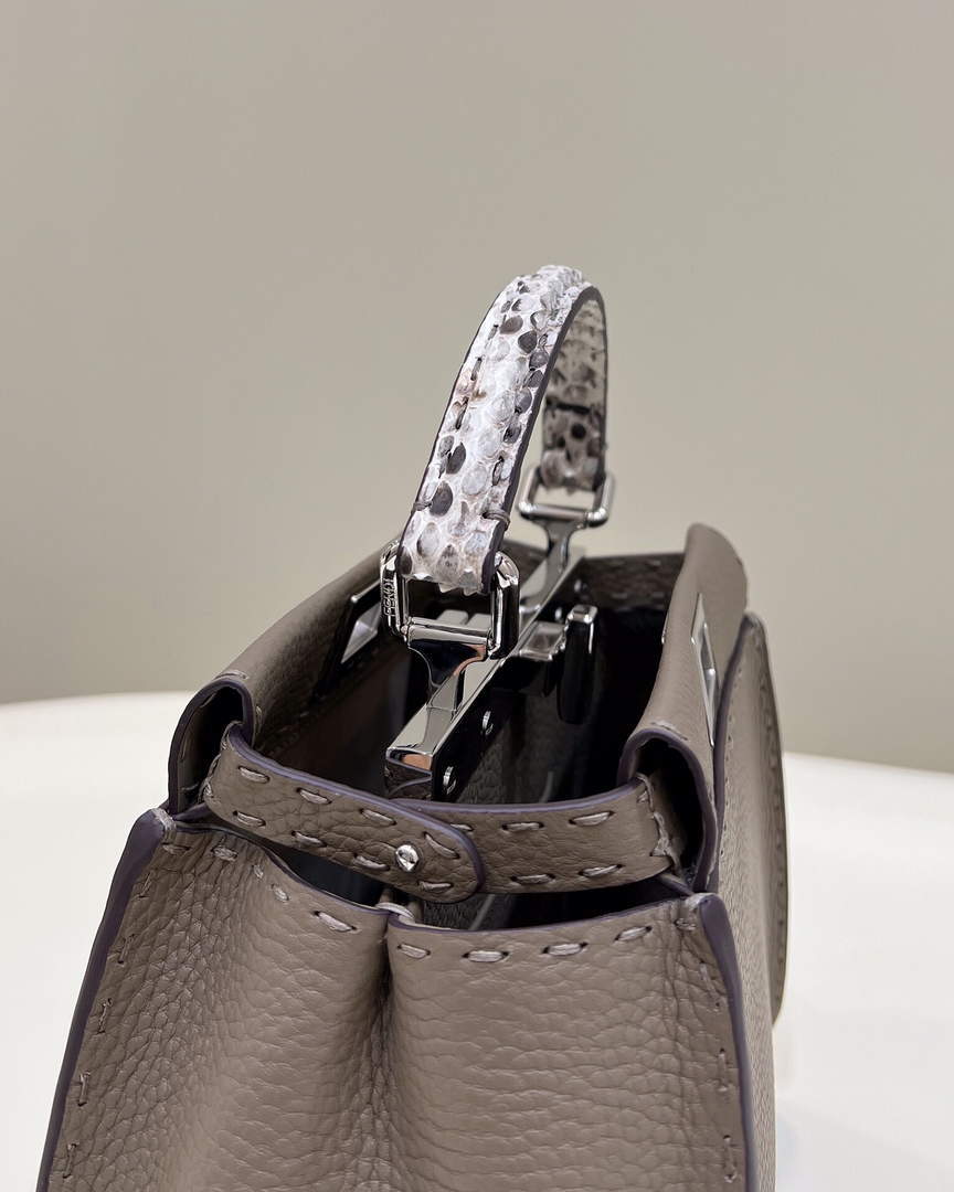 Fendi 8551 Peekaboo Mini Leather Bag Gray