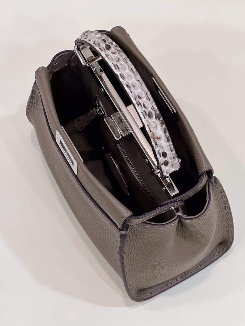 Fendi 8551 Peekaboo Mini Leather Bag Gray
