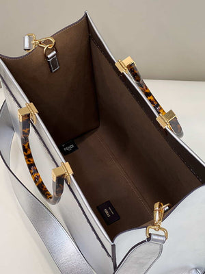 Fendi 8553 Sunshine Medium Bag 8BH386 Silver Laminated leather shopper - Default Title - View 7