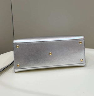 Fendi 8553 Sunshine Medium Bag 8BH386 Silver Laminated leather shopper - Default Title - View 9